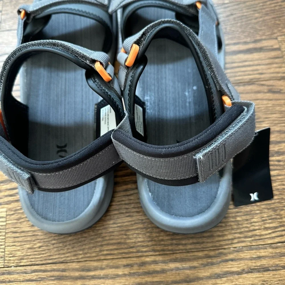 Hurley Burbank Men Gray Strap Sandals Shoes Logo Outdoor Active Size 12 NEW